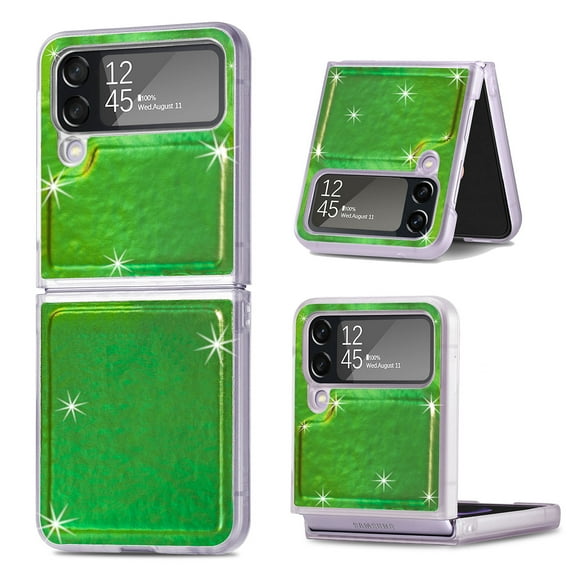 Glitter Case for Samsung Galaxy Z Flip 4, Luxury Anti-Drop Galaxy Z Flip 4 Case for Women Girls, Shockproof Protective Cover Non-Slip Case for Samsung Galaxy Z Flip 4 2022 - Green