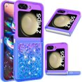 thumbnail image 1 of Glitter Case for Samsung Galaxy Z Flip 5 for Women Girls, Bling Sparkle Colorful Gradient Quicksand Waterfall Soft TPU Liquid Case Cover for Samsung Galaxy Z Flip5 LSJB-Purple Blue, 1 of 7