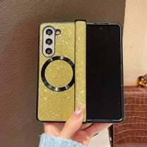 Glitter Case for Samsung Galaxy Z Fold 7, Sparkly Bling TPU PC Protective Cover with Hinge Protection, Luxury Shockproof Anti-Scratch Lightweight Ultra Slim Design for Women & Girls, Yellow