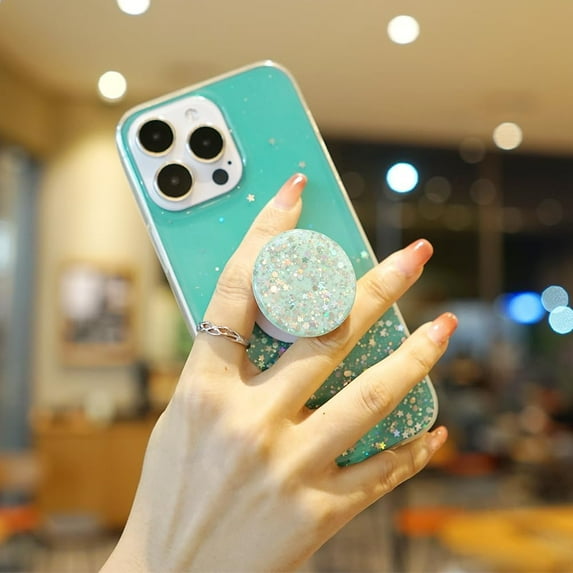 Glitter Case for Samsung Galaxy A54 5G Case, with Expanding Phone Kickstand Ring Stand, Clear Bling Sparkle Cute Phone Cover for Women (Green)