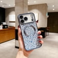 thumbnail image 1 of Glitter Case for iPhone 13 Pro Phone Case, Magnetic Compatible with Mag-Safe, Sparkle Bling Shiny Sparkly Shining Design, Leopard Pattern Rugged Shockproof Cover for Women Girls, Blue, 1 of 11