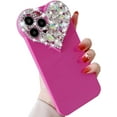 thumbnail image 1 of Glitter Case for iPhone 15, Cute 3D Heart Design with Crystal Diamond Rhinestone Bling Sparkly Camera Soft Silicone Shockproof Women Girls Slim Protective Phone Case for iPhone 15 6.1" (Pink), 1 of 4