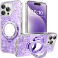 thumbnail image 1 of Glitter Case for iPhone 16 Case Sparkly Bling Cute with Stand Makeup Mirror Anti-Scratch Soft TPU Transparent Slim Fit Full Body Drop Protective Case for iPhone 16 6.1 inch Star Purple, 1 of 9