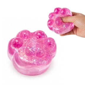 Glitter Cat Paw 3-Inch Squishy Stress Reliever | Pink