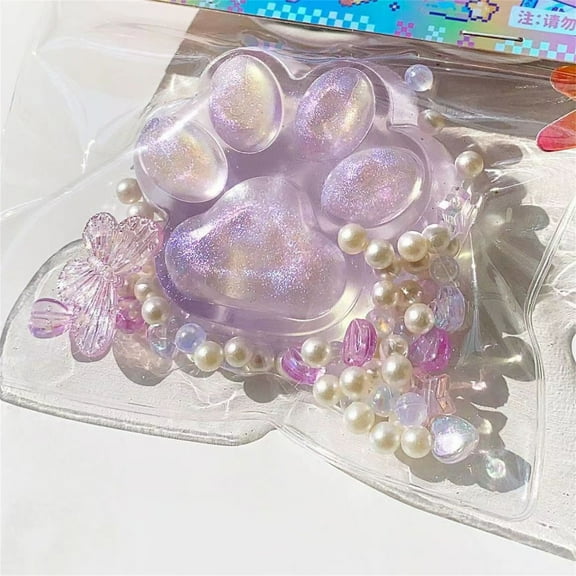 Glitter Cat Paw Squishy Novelty, Large Stress Relief Squeeze Sensory, Soft Slow Rising Fidget, Decompression Novelty, Sparkly Desk Accessory for Adults​