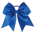 thumbnail image 1 of Glitter Cheer Bows - Cheerleading Softball Gifts for Girls and Women Team Bow with Ponytail Holder Complete your Cheerleader Outfit Uniform Strong Hair Ties Bands Elastics by (1) (Blue), 1 of 4