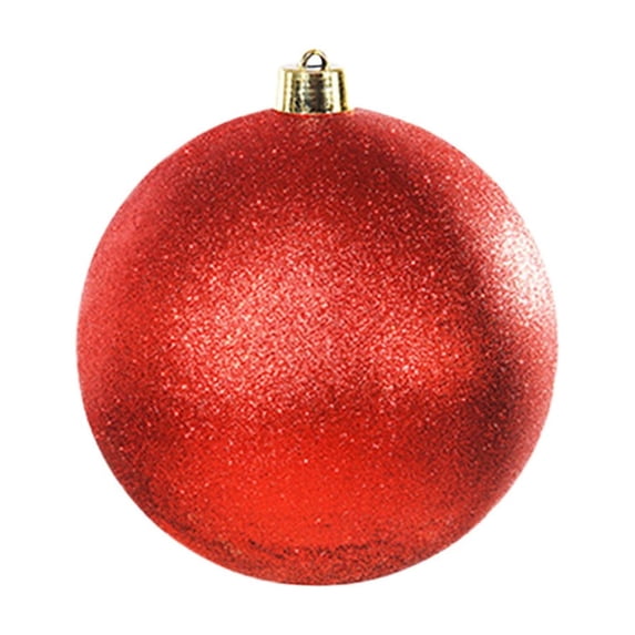 Glitter Christmas Ball Ornament, 4.7 In Shatterproof Plastic Hanging Holiday Decoration, Red