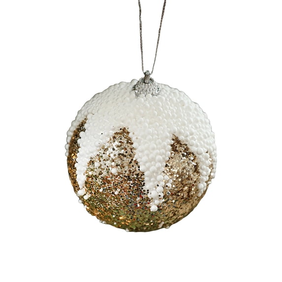 Glitter Christmas Balls Ornaments Sequin Shatterproof Foam Christmas Tree Decorations Glitter Hanging Pearl Balls for Xmas Year Wedding Party Decorations (Gold)