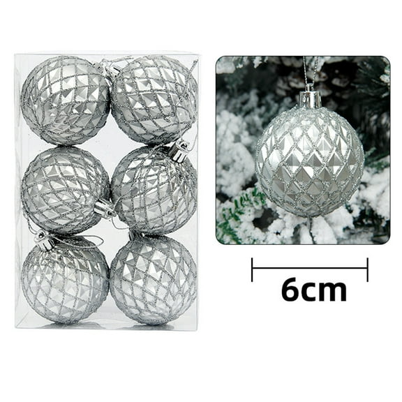 Taicans Glitter Christmas Balls Ornaments Set of 6 - 2.4in Shatterproof Painted Baubles for Tree Decor,Festive Wedding & Holiday Party Hanging Ornaments,Durable Plastic Christmas Tree Pendants