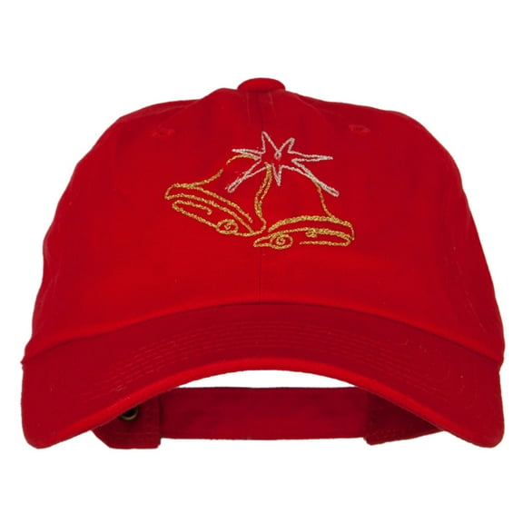 Glitter Christmas Bells Embroidered Unstructured Washed Cap - Red OSFM