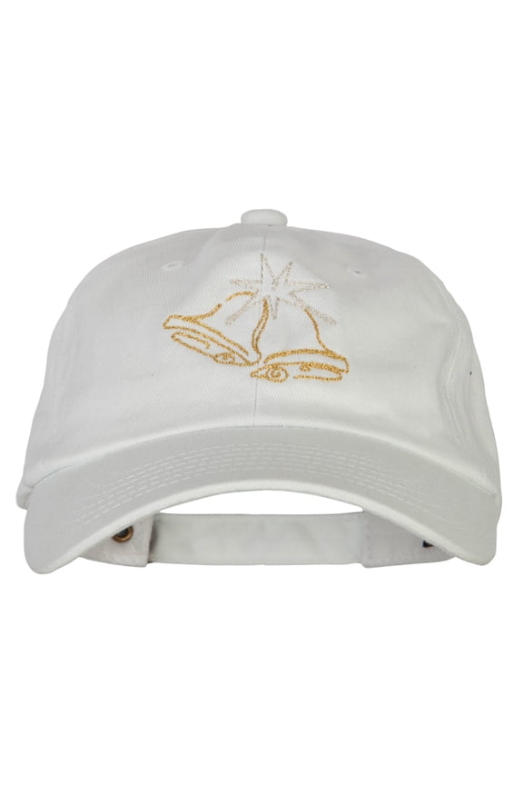 Glitter Christmas Bells Embroidered Unstructured Washed Cap - White OSFM