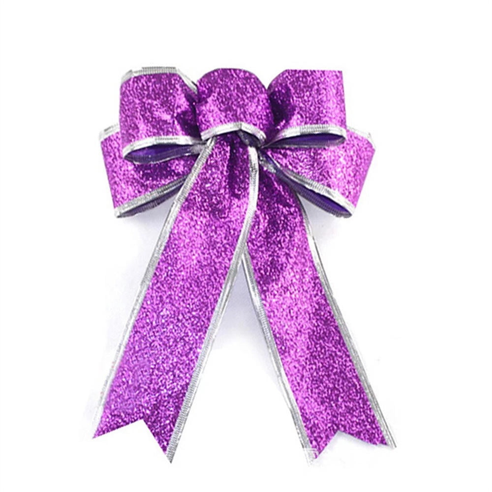 Glitter Christmas Bows Xmas Tree Ornaments Big Bowknot New Year
