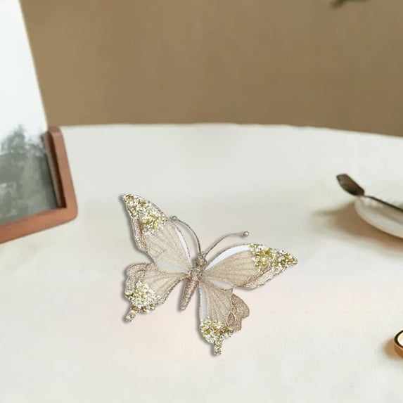Glitter Christmas Butterfly Ornament with Large Sized Pendant - 6.69 Inch Festive Wall Hanging Decor with Sparkling Diamonds, Magical Holiday Home Decoration for Christmas Tree, Mantel, Party Decor