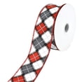 thumbnail image 1 of Glitter Christmas Claire Plaid Wired Ribbon, 1-1/2-Inch, 10-Yard - Red/Grey/Gold, 1 of 1