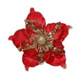 thumbnail image 1 of Glitter Christmas Flowers - Large Artificial Magnolia Poinsettia with Velvet Fold, Xmas Tree Flower Decorations for New Year Party Wedding Holiday Ornaments, 1 of 5