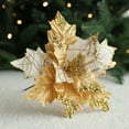 thumbnail image 1 of Glitter Christmas Flowers Metallic Mesh Poinsettia Flower Clip On Ornaments for Xmas Tree Wreaths Decor Christmas Tree Wedding Party Wreath 8inch, 1 of 6
