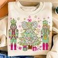 thumbnail image 1 of Glitter Christmas Nutcracker Tree Sweater, Pink Green Floral Coquette Brushstroke Sweatshirt, 1 of 5