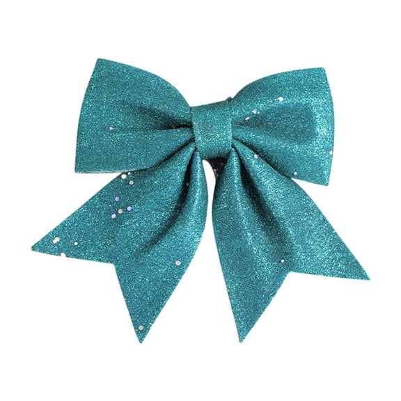 Glitter Christmas Wreath Bow Ornaments Christmas Tree Topper Bow Gift Box DIY Crafts Ribbon Decoration Blue