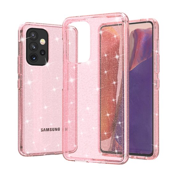 Glitter Clear Case for Samsung Galaxy A33 5G, Shining Sparkle Bling Military Grade Soft TPU Anti-Scratch Shockproof Cover Full Coverage Non-Yellowing Non-Slip Translucent Slim Lightweight Case,Pink