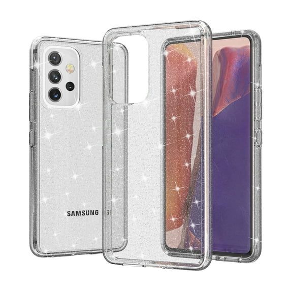 Glitter Clear Case for Samsung Galaxy A53 5G, Shining Sparkle Bling Military Grade Soft TPU Anti-Scratch Shockproof Cover Full Coverage Non-Yellowing Non-Slip Translucent Slim Lightweight Case,White