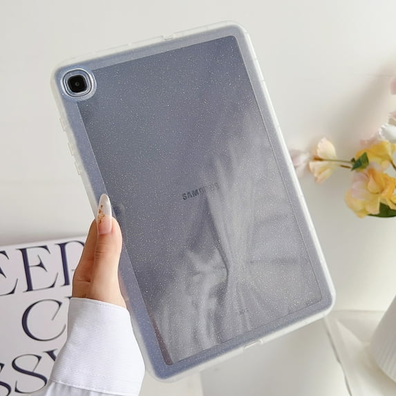 Glitter Clear Case for Samsung Galaxy Tab S6 Lite 10.4" 2020 / 2022 / 2024, Luxury Ultra Slim Soft Flexible Lightweight Transparent TPU Back Case Cover Shockproof Anti-Scratch, White