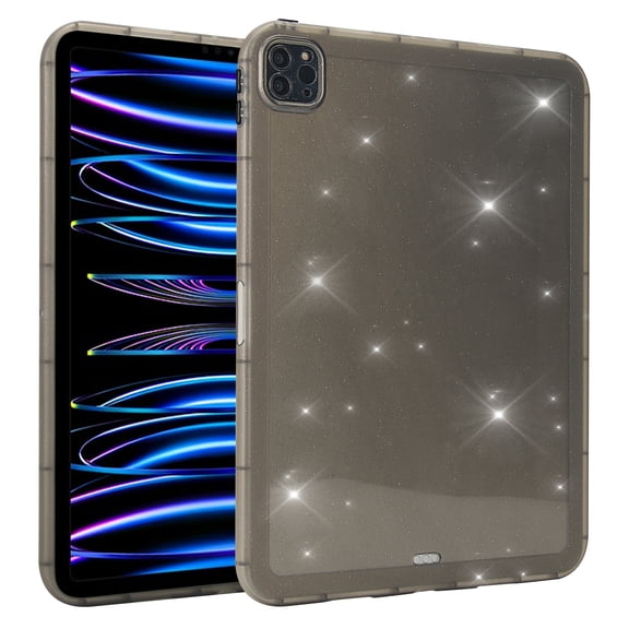 Glitter Clear Case for iPad Pro 12.9 2022/2021/2020/2018, Luxury Ultra Slim Soft Flexible Lightweight Transparent TPU Back Case Cover Shockproof Anti-Scratch for iPad Pro 12.9, Gray
