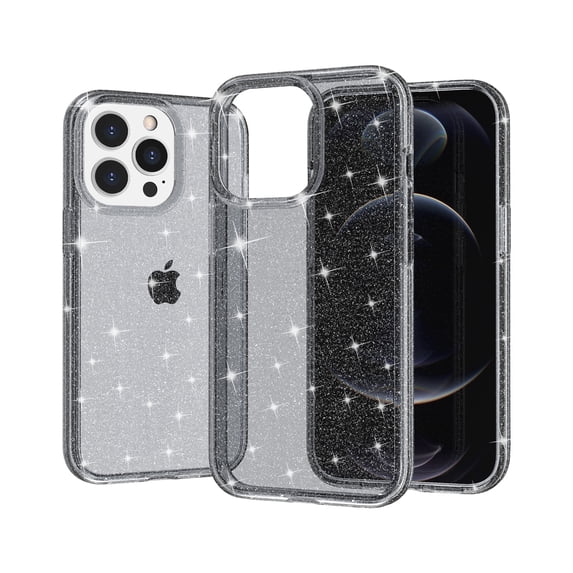 Glitter Clear Case for iPhone 13 Pro Max, Shining Sparkle Bling Military Grade Soft TPU Anti-Scratch Shockproof Cover Full Coverage Non-Yellowing Non-Slip Translucent Slim Lightweight Case,Gray