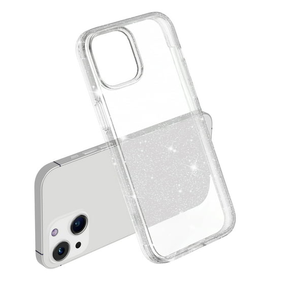 Glitter Clear Case for iPhone 15 Plus, Shining Sparkle TPU Military Grade Shockproof Cover Full Coverage Non-Yellowing Anti-Scratch Translucent Slim Lightweight Case, White