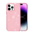 thumbnail image 1 of Glitter Clear Case for iPhone 15 Pro Max, Shining Sparkle TPU Military Grade Shockproof Cover Full Coverage Non-Yellowing Anti-Scratch Translucent Slim Lightweight Case, Pink, 1 of 8