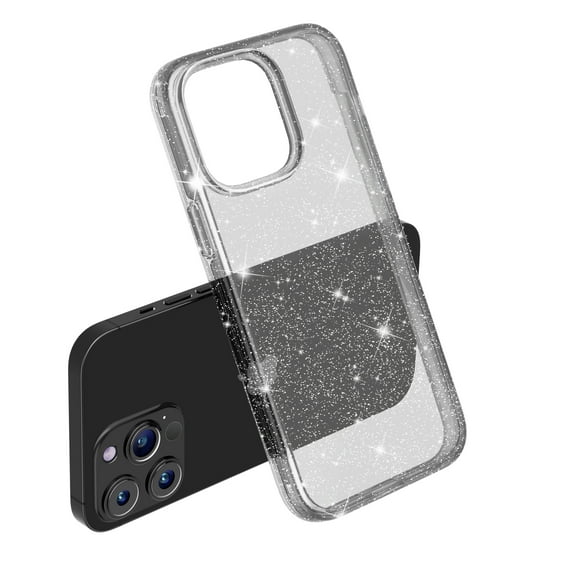 Glitter Clear Case for iPhone 15 Pro, Shining Sparkle TPU Military Grade Shockproof Cover Full Coverage Non-Yellowing Anti-Scratch Translucent Slim Lightweight Case, Gray