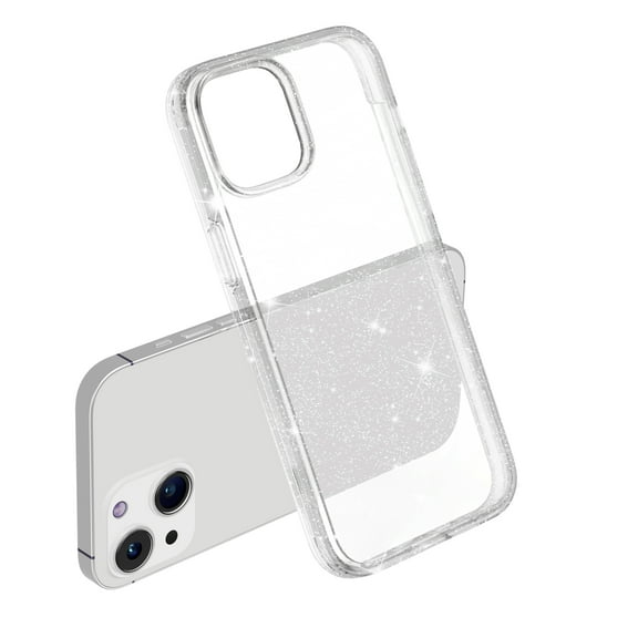 Glitter Clear Case for iPhone 15, Shining Sparkle TPU Military Grade Shockproof Cover Full Coverage Non-Yellowing Anti-Scratch Translucent Slim Lightweight Case, White