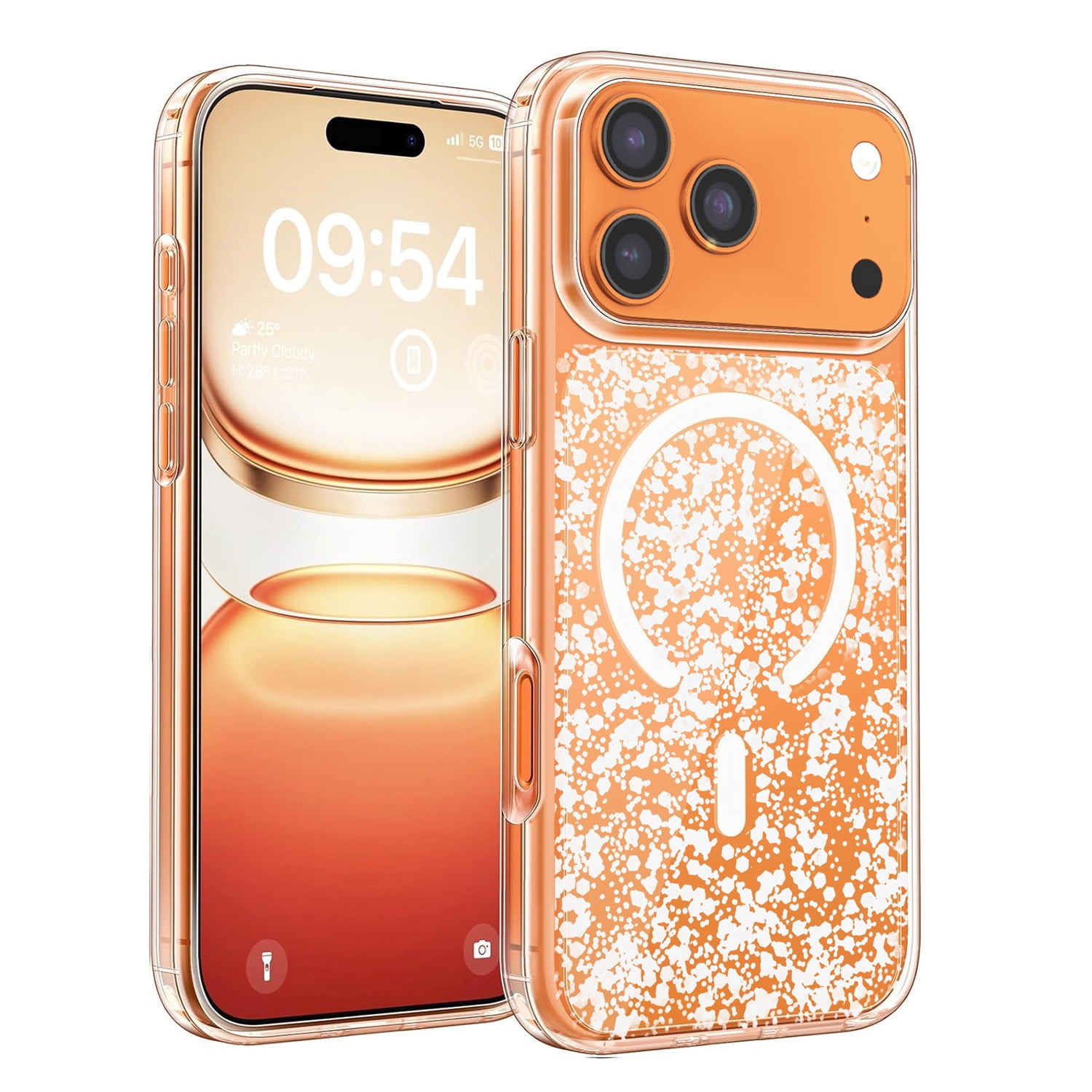 Glitter Clear Magnetic Cases for iPhone 17 Pro Max - White