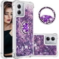 thumbnail image 1 of Glitter Clear Sparkly Bling Case for Motorola Moto G 5G (2023), Flowing Liquid Quicksand Cover with Diamond Ring Holder Case for Motorola Moto G 5G (2023)  Purple, 1 of 14