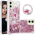 thumbnail image 1 of Glitter Clear Sparkly Bling Case for Samsung Galaxy A05, Flowing Liquid Quicksand Cover with Diamond Ring Holder Case for Samsung Galaxy A05  Rose Gold, 1 of 7
