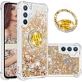 thumbnail image 1 of Glitter Clear Sparkly Bling Case for Samsung Galaxy A34 5G for Women Girls, Flowing Liquid Quicksand Cover with Diamond Ring Holder Case for Samsung Galaxy A34 5G  Gold, 1 of 7