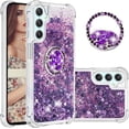 thumbnail image 1 of Glitter Clear Sparkly Bling Samsung Galaxy A24 4G Case for Women, Flowing Liquid Quicksand Cover with Diamond Ring Holder Case for Samsung Galaxy A24 4G  Purple, 1 of 14