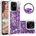 thumbnail image 1 of Glitter Clear Sparkly Bling Xiaomi Redmi 10C Case for Women, Flowing Liquid Quicksand Cover with Diamond Ring Holder Case for Xiaomi Redmi 10C  Purple, 1 of 14
