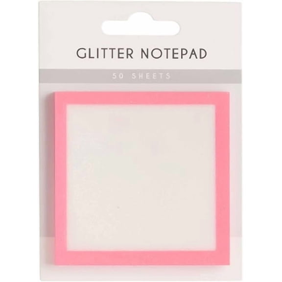 Glitter Clear Sticky Note, 3x3 Inch Transparent Memo Notes with Shiny Edge, Cute Self-Adhesive Stick Pad for Study Home Wall Classroom Office Supplies