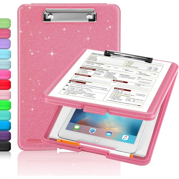 Glitter Clipboard with Storage, Cute Clip Boards 8.5x11 with Storage, Sparkle Plastic Clipboard Folder , Nurse Accessories Essentials, Office & School Supplies, Letter Size A4