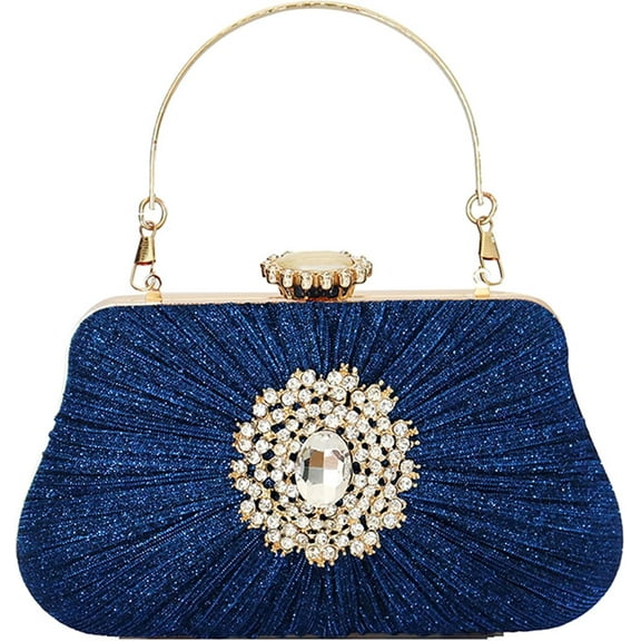 Glitter Clutch Purses For Women Pleated Diamond Evening Handbag For Bridal Wedding Party With Rhinestone Bag