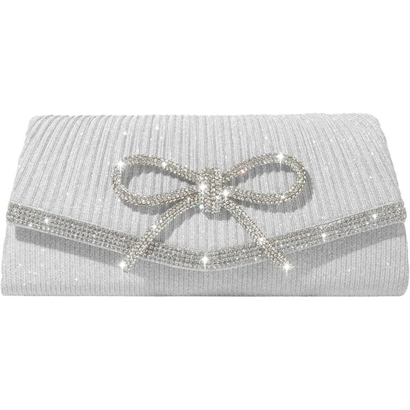 Glitter Clutch Purses for Women Elegant Bow Evening Bag Dressy Wedding Cocktail Party Prom Rhinestone Purse