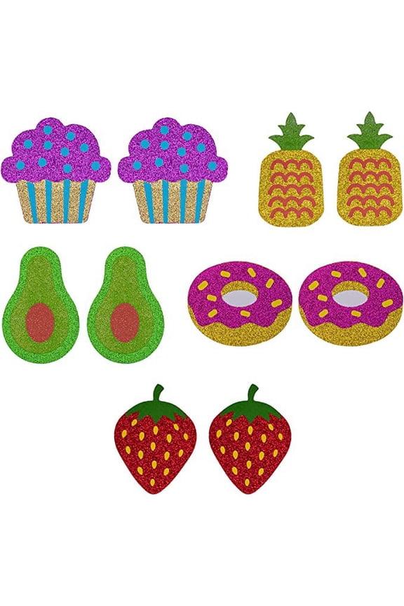 Glitter Collection: 5 Pairs of Disposable Assorted Shape Breast Petals Nipple Cover Pasties