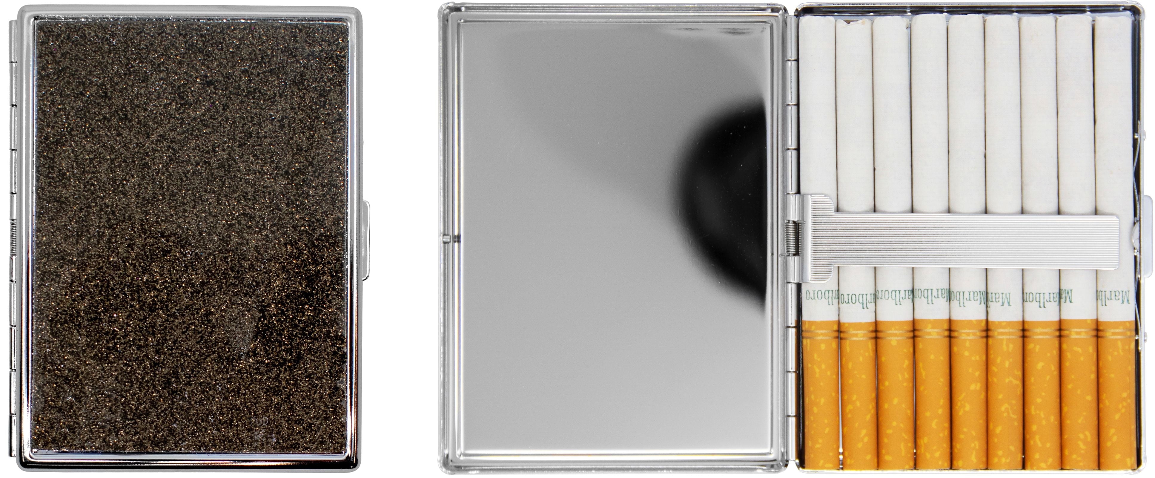 metal cigarette case for 100s Brushed Steel (For Regular Sized, 100s, and 120s) 9Factory 100s Cigarette Storage Case With