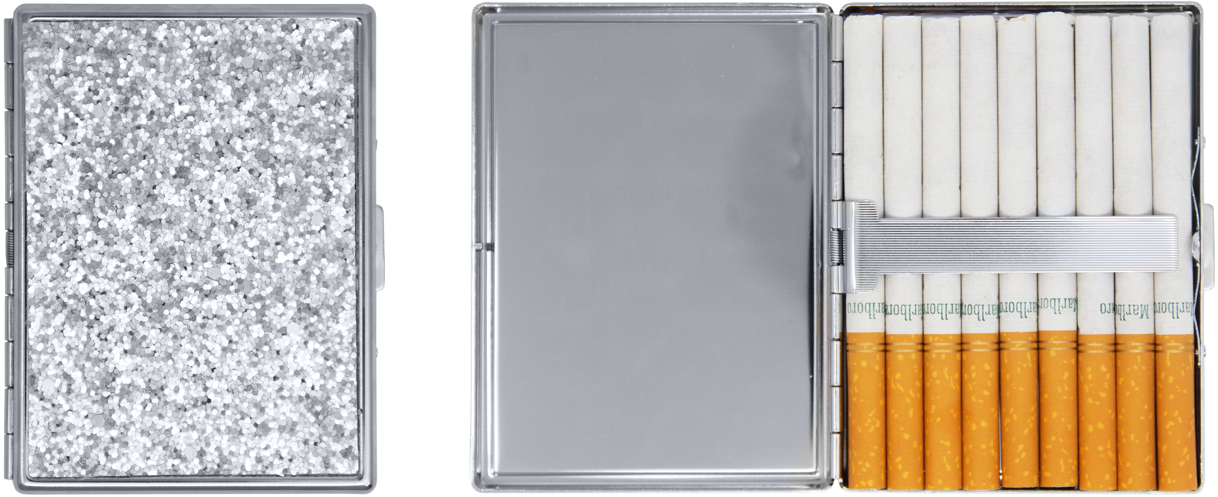 cigarette case glitter Shining Clear Appearance Plastic Portable Cigarettes Box for Smoker-Blue Glitter Cigarette Box Case for