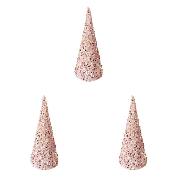 Glitter Cone Tree Decorations,Velvet Sequin Christmas Trees Set for Tabletop Centerpiece, Holiday Tiered Tray Farmhouse Decor for Home, Entryway, Kitchen, Shelf, Party & Seasonal Displays