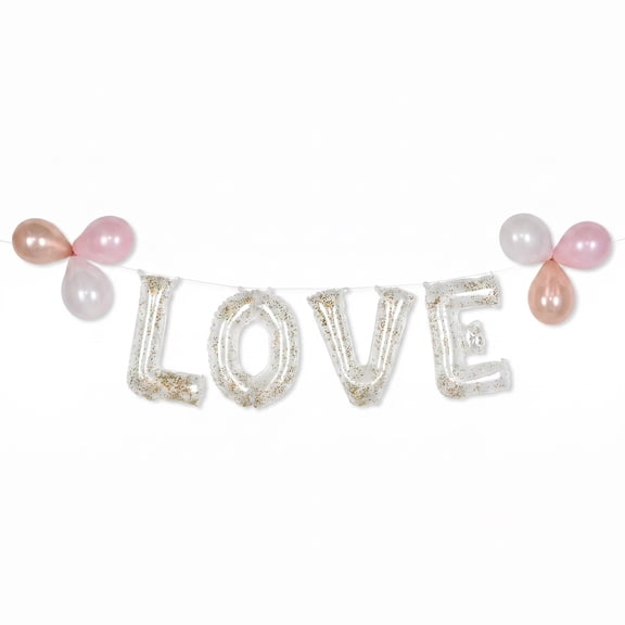 Glitter Confetti Air Filled Balloon Banner Kit - 16" | 6 Pcs., Love"