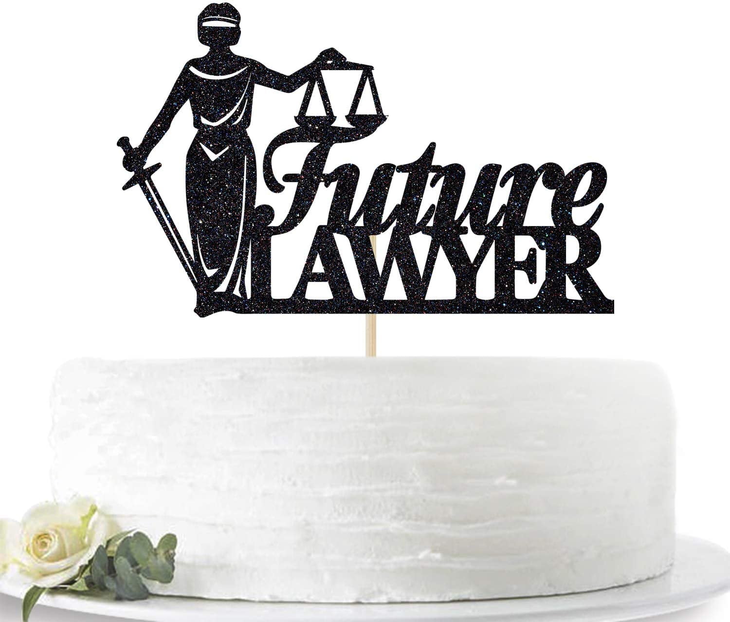 Glitter Congrats Future Lawyer Cake Topper Scales of Justice Cake Decor Law School/College