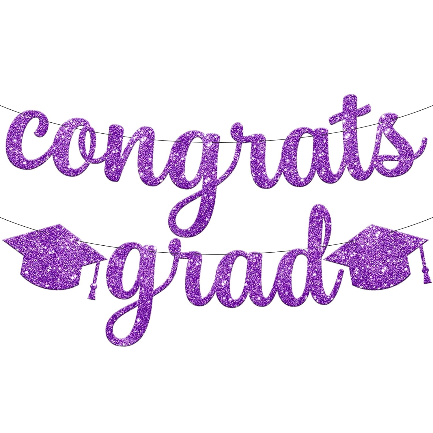 Glitter Congrats Grad Banner Purple - 10 Feet, No DIY Graduation Banner ...