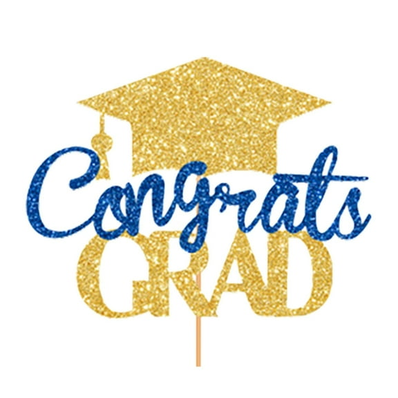 Glitter Congrats Grad Cake Topper, 2026Graduation Party Decorations - High School College Congrats Grad Party Cake Decorations Supplies