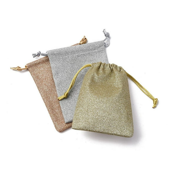 Glitter Cotton Packing Pouches Rectangle Mixed color 12x9x0.7cm